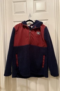 Hurley Pullover Hoodie 3/4 Zipper XL Fleece Very Warm Navy Blue & Maroon Big - Picture 1 of 4
