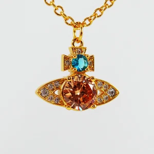 Vivienne Westwood Gold Tone Ismene Pendant Yellow Crystal Necklace Gift Box Set - Picture 1 of 9