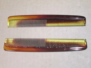 4 - Vintage Tortoise Shell 6 7/8" Length Hair Combs from Original Box Package - Picture 1 of 3