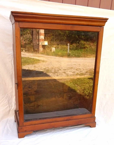 French Wall Hanging Table Display Cabinet Showcase Cherry Wood 19th C Cover