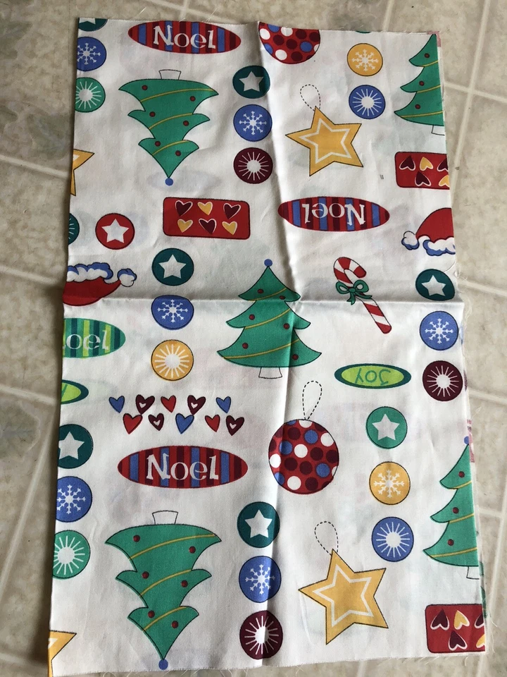 Red and green Christmas Motif  Cotton Fat Quarter Christmas Tree Noel Joy - Image 1 of 3