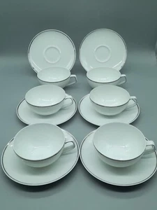Rosenthal TAC Walter Gropius 6 Teetassen mit 6 Untertassen weiß Platin sehr gut - Bild 1 von 15