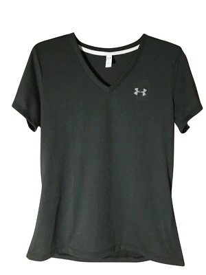 Under Armour Threadborne  V Neck Short Sleeve Womens Running Top  Black, Medium - Image 1 of 4