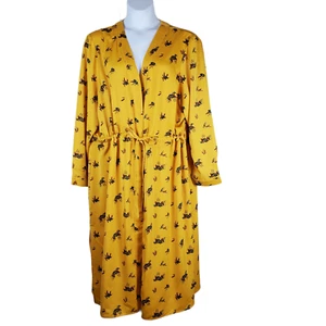 Womens Plus 4X Satin Robe Jacket Yellow Gold Flower Clusters Melrose & Market - Picture 1 of 8