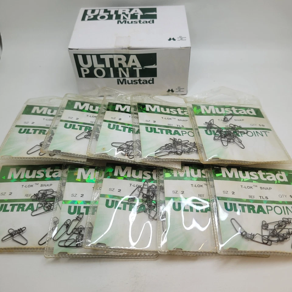Paquete de 10 conectores de plataforma de pesca Mustad T-Lok T Lok Snap Foto 1 de 4