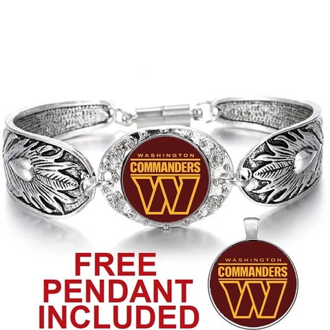 Washington Commanders Women's Sterling Silver Bracelet Football w Gift Pkg D3 Cover