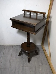 Vintage Mid Century Rustic Wood French Telephone Phone Parlor Table Stand R72 - Picture 1 of 19