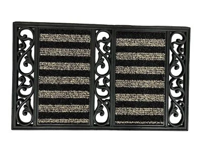 Fußmatte Fußabtreter Streifen Braun-Schwarz, 75 x 45 cm Poly-Rubber Gummimatte - Bild 1 von 4