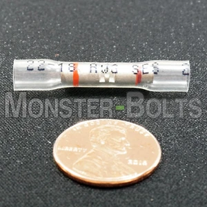NSPA OptiSeal Heat Shrink Sealed Butt Connectors, Clear Red Stripe 22-18 AWG - Picture 1 of 6