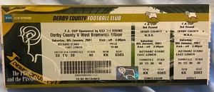 Derby County v West Bromwich Albion Match Ticket FA Cup 3rd Round 6 Jan 2001 - Picture 1 of 2