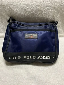 Vintage US POLO ASSN MESSENGER CROSSBODY BAG Man Purse 12 x 9 NWOT Blue W/ Flag - Picture 1 of 10