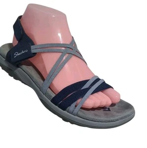 Skechers Reggae Slim Sandals Size 7 Blue Gray Strappy Comfort Memory Foam Shoe - Picture 1 of 6