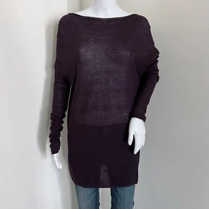 Vince Damen Top Gr. M Lila U-Boot Ausschnitt Wollmischung Langarm Transparent - Bild 1 von 6