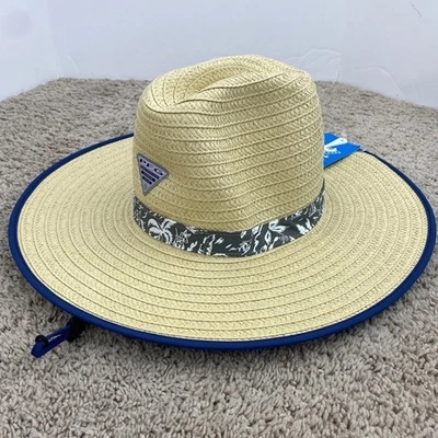 Columbia PFG Hat BAHA Straw Tropical Floral Tan Green Mens S/M Beach Fishing NWT - Image 1 of 4