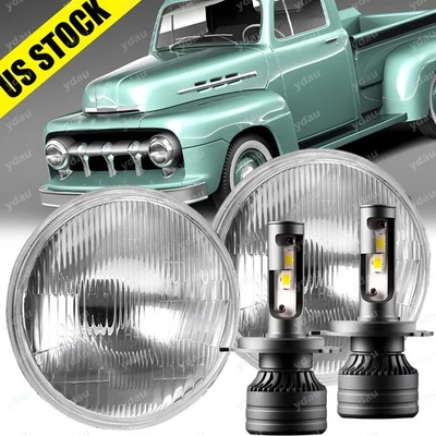 НОВАЯ пара обновленных круглых светодиодных фар 7 дюймов для Ford F1 1948 1949 1950–1952 годов - Изображение 1 из 4