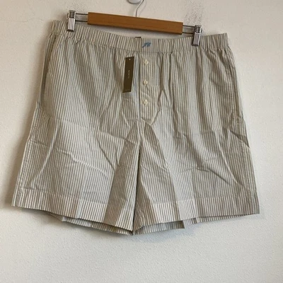 J Crew Womens Cotton poplin long boxer short in stripe Large Banana Cream Color - Imagem 1 de 4