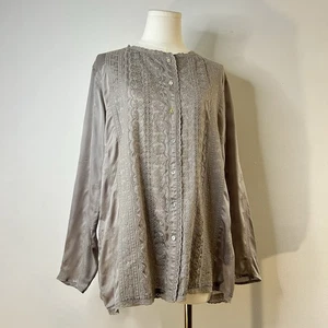 Sundance Grey Prairie Romantic Peasant Top Lace Cottagecore Women’s Small - Picture 1 of 8