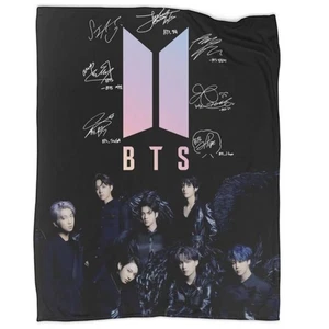 BTS KPOP Überwurf Decke 50" x 40" leicht Korea alle Mitglieder Unterschriften - Bild 1 von 5