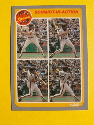 Mike Schmidt 费城费城人队 1985 Fleer In Action 超级明星 #627 近乎完好-完好 — 第 1/4 张图片
