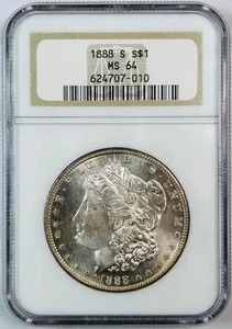 1888 S Morgan Silver Dollar NGC MS-64 - Picture 1 of 2
