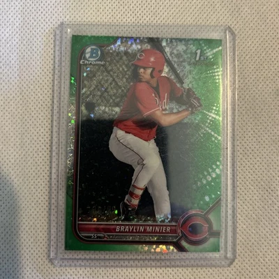 2022 Bowman Chrome Prospects Green Mini-Diamond Refractor /99 Braylin Minier 264 - Image 1 of 2