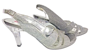Nine and Co Shoes Pumps Womens Silver Open Toe Slingback Size US 7.5M - Picture 1 of 9