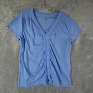 Camisa Pijama Karen Neuburger Mujer Azul Cómoda Encaje Cuello en V Manga Corta M Nueva - Imagen 1 de 8