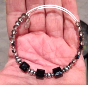 ALEX & ANI Black Silver Square bracelet - Picture 1 of 3