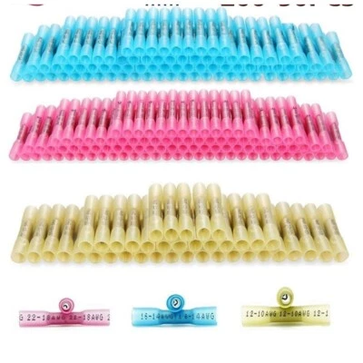 Heat Shrink Butt Wire Splice Connectors 22-10AWG Seal Crimp Terminals 200/100Pcs - Image 1 of 4