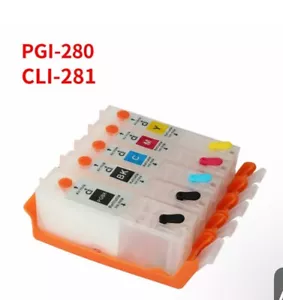 5-pak pustych wkładów atramentowych wielokrotnego napełniania PGI-280 CLI-281 do chipu Canon Pixma Nowy - Zdjęcie 1 z 7