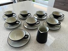 New Crate&Barrel Japanese Glazed Crackle Ceramic 8 Tea Cups/Saucers/Creamer Set
