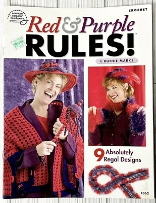 Red And Purple Rules! 9 Crochet Patterns By American School of Needlework 1362 - Image 1 of 2