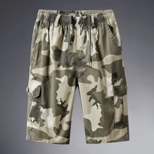 Men Cargo Pants Trousers Shorts Camouflage Cotton Sports Casual Military - Picture 1 of 11