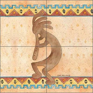 Ceramic Tile Mural Backsplash Mullen Southwest Kokopelli Art SM136 - Picture 1 of 5