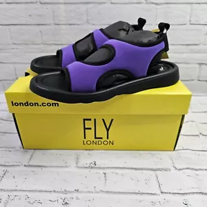 Fly London Women's Treq930fly Sandal Violet Black UK 5 Summer Slip On Shoes - Picture 1 of 8