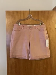 Soft Surroundings Ultimate Denim Jean Pull On Relaxed Shorts Cuffs Soft Pink XL - Picture 1 of 13