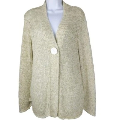 Tweeds Women's cardigan sweater Yellow open knit long sleeve size L - Image 1 of 4