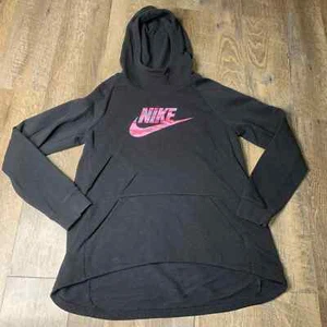 Nike Sweater Girls Size XL Black Fleece Camo Logo Hoodie Pockets Pullover - Picture 1 of 8