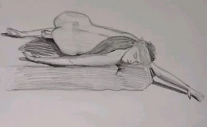 Nude woman, Life drawing, Pencil, ORIGINAL Art Signed - Picture 1 of 1