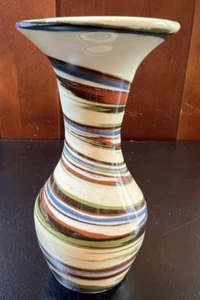 Desert Sands Pottery T. Evans Vintage Handmade Glossy Swirl Bud Vase 5.3" - Picture 1 of 9