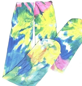 Tie Dye kniehohe Nylon Rave Festival Socken kniehohe Strümpfe Resort Wear 2 Paar - Bild 1 von 2