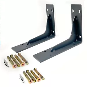 187 mm Eisen L Regalhalterungen, Wandmontage Regalhalterung (schwarz 7,4 Zoll) - Bild 1 von 8