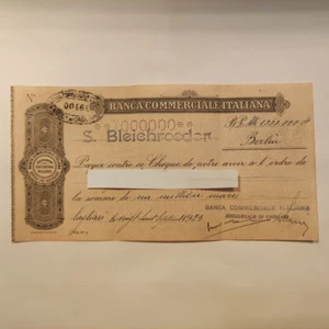 ASSEGNO BANCA COMMERCIALE ITALIANA 1923 DA 1.000.000 MARCHI FILIALE CAGLIARI - Picture 1 of 2