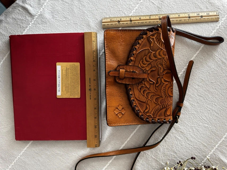 Bolso Bandolera Patricia Nash Lanza Dorado/Marrón Cuero Tooled Cartera P14186 Foto 1 de 4