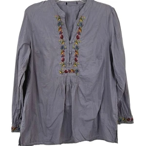 Women Long Sleeve Blouse Top Purple Fairy Boho Hippie Embroidery Size Medium  - Picture 1 of 6
