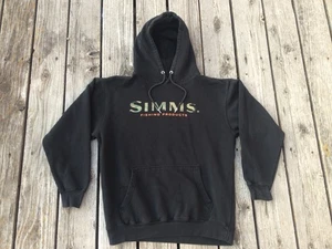 SIMMS Camo Logo Fishing Products Pull Over Pouch Pocket Cinch Hoodie/Jacket Sz M - Picture 1 of 9