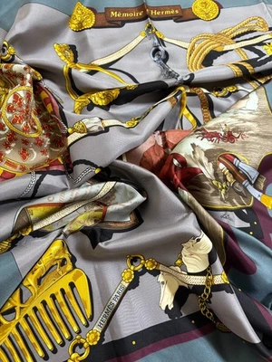 HERMES Silk Scarf Carre 90 Memoire d'Hermes by artist Latham - Image 1 of 4