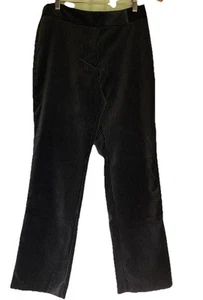 High Rise Mob Wives Pin Stripe Corduroy Black Pant Woman Sz 4 Straight Leg - Picture 1 of 15
