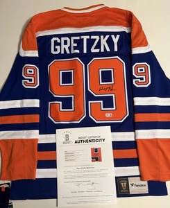 Camiseta Wayne Gretzky Edmonton Oilers Autografiada Auténtica Beckett Certificado de Autenticidad LOA  - Imagen 1 de 4
