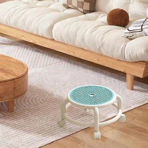 Round Rolling Low Stool Roller Seat Stool Step Stool on Wheel - Picture 1 of 14